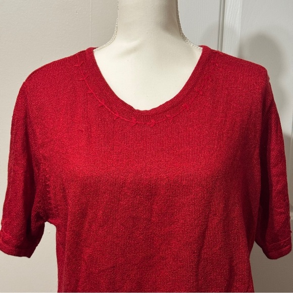 Sag Harbor Red Relaxed Short Sleeve Knit Sweater, size XL - Picture 2 of 9